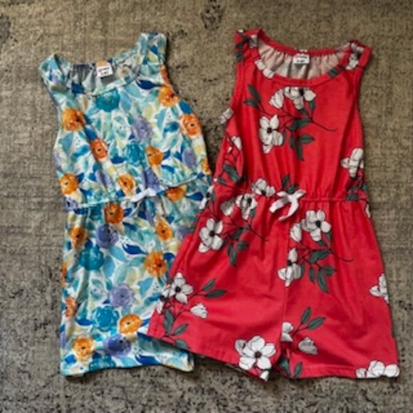 🧡3/15 PatPat Sleeveless Shorts Romper Floral Bundle x2 Kids 5-6Y - Picture 1 of 11